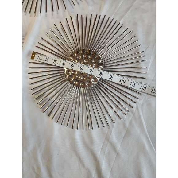 Set of 3 Metal Wall Art Home Decor Sola Silver Starburst Atomic MCM Style - Picture 8 of 9